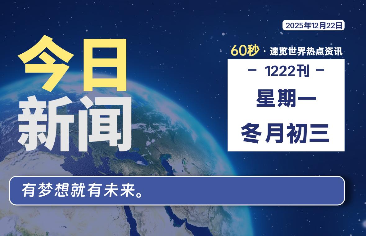 12月22日，星期一, 每天60秒读懂全世界！-动鱼小窝